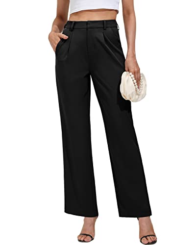 VILIGO Straight Leg Pants for Women High Waisted Work Business Dress Trousers Black S