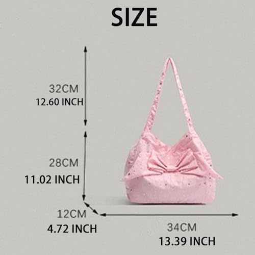 Bow Purse Sequin Star Prints Bow Tote Bag Y2K Glitter Bowknot Shoulder Bag Large Handbag Cute Gifts for Women3