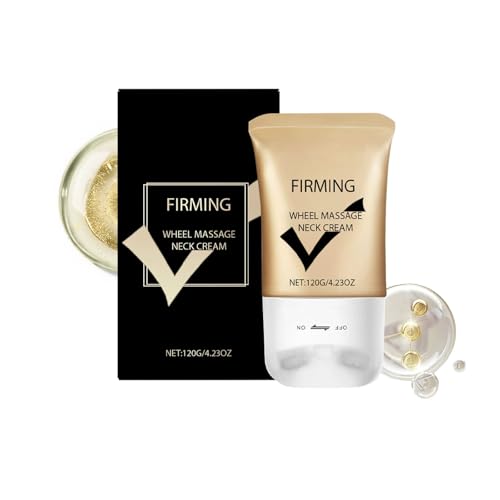 Crema reafirmante para el cuello con rodillo, relleno de arrugas y tratamiento de borrado de crepé, crema antienvejecimiento con colágeno y retinol para reafirmar, hidratación profunda (1 unidad)