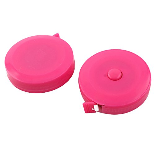 Uxcell Plastic Cover Press Button Retractable Measure Tape Tool 150Cm 5Ft Long 2Pcs Pink #TOP14
