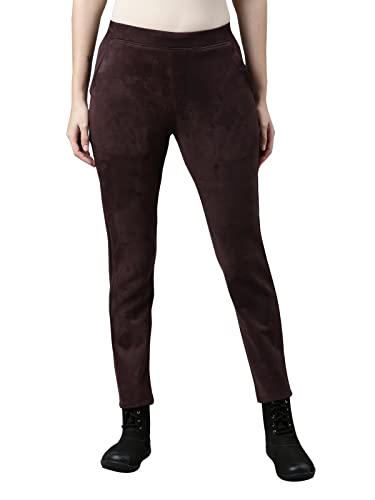 Image of GO COLORS Women Solid Mid Rise Suede Treggings