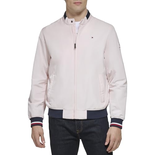 Image of Tommy Hilfiger Men's Lightweight Varsity Rib Knit Bomber Jacket