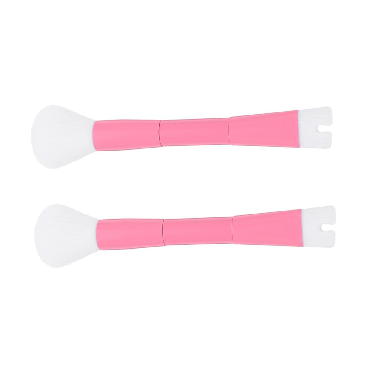 Veemoon 2pcs Dual-ended U-shaped Nose Shadow Contour Makeup Brushes for Women, Pink Powder and Highlighter Face Brushes for Precise Nose Contouring and Highlighting