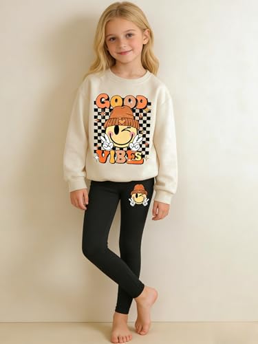 Image of Tween Girl Clothes Cartoon Sweatshirt Elastic Waist Sweatpants 2PCs Girls' Fall Clothing Sets