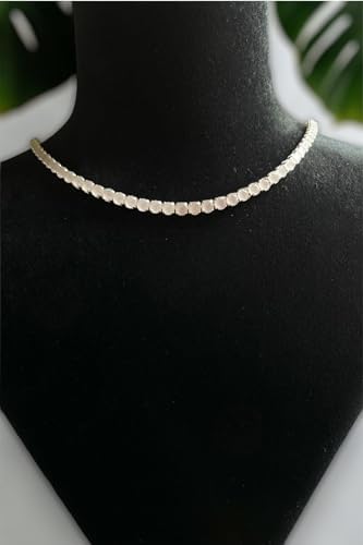 Serelia Opak Pembe Zirkon Taşlı Yuvarlak Model Su Yolu Silver Kolye (Silver/Standart) - Görsel 4