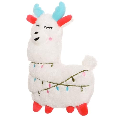 Squeaky Dog Toy Plush Interactive Play Toy Stuffed Small White Llama Soft Play Chew Toy Festive Stocking Filler for Dogs - 16x11x6cm