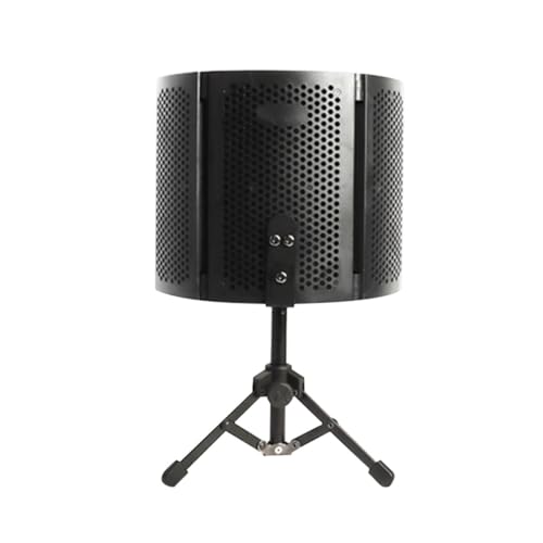 Cubierta Paravientos para Micrófono Toyvian con Escudo de Aislamiento de Tres Paneles Pequeño y Soporte de Escritorio, Filtro de Sonido Antirruido para Micrófono de Estudio de Grabación, Equipo de Tratamiento Acústico
