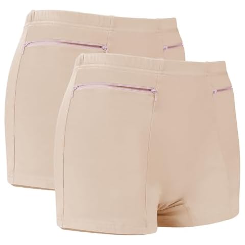 LUEXBOX Pocket Pantie for Women, Travel Underwear with Secret Pocket Panties Women's, X-Large Size 2 Packs (Light Brown) Cover