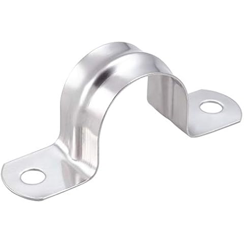 3/4inch Two Hole Strap U Bracket Stainless Steel Tube Strap Tension Clip Assortment Kit Heavy Duty Rigid Pipe Strap Clamp 20Pcs (25mm) Cover