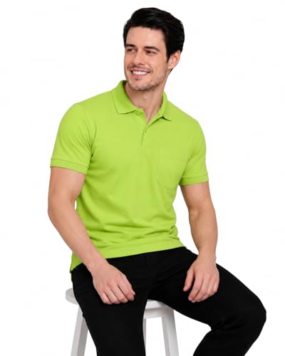 Image of INKKR Men's Polo Neck Half Sleeve Cotton Blend Regular Fit T-Shirt With Pocket