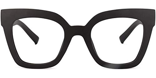 Zeelool Trendy Rectangle Blue Light Blocking Glasses for Women TR90 Eyewear Malcolm VFT0269 (VFT0269-03 Black, Blue Light Blocking)