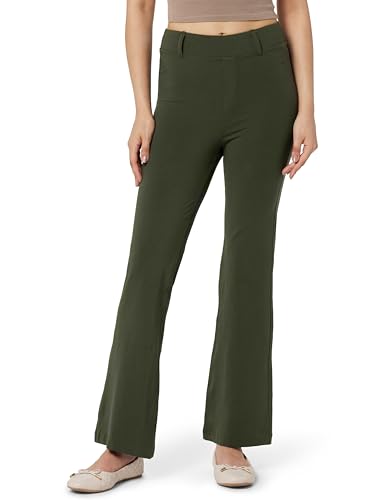 Image of Blissclub AM:PM Air Flare Trousers Cotton for Women Above 5'5 ft Tall | Bootcut Trousers and Formal Pants for Women Office wear | Tailored fit