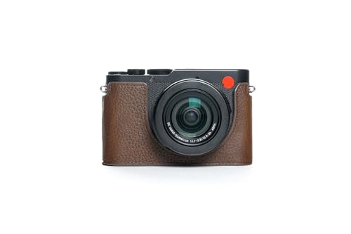Demi-étui Leica D-LUX8 en cuir véritable fait main protection élégante café
