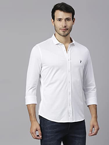 Image of Thomas Scott Men's | Solid | Full Sleeve | Slim Fit | Cotton Elastane | Spread Collar | Knitted Shirt