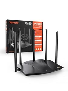 Tenda RX12 Pro Wi-Fi 6 WLAN Router(AX3000 Dualband 5GHz: 2402Mbps+2,4 GHz: 574Mbps)5*6dBi High-Gain-Antennen, Gigabit-LAN/WAN-Port, WPA3, MU-MIMO+OFDMA,WiFi+Mesh, VPN, APP, keine DSL-Funktion, Schwarz