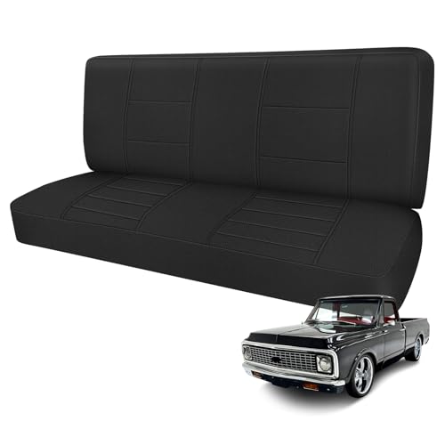Kistrba Truck Bench Seat Cover Compatible with 1961-1987 Chevy C10/20 & K10/20 Heavy Duty Knitted Fabric with Sponge Seat Cushion Black