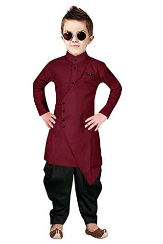 Image of Boys' Cotton Printed Krishna Style Kurta and Dhoti Pant Set