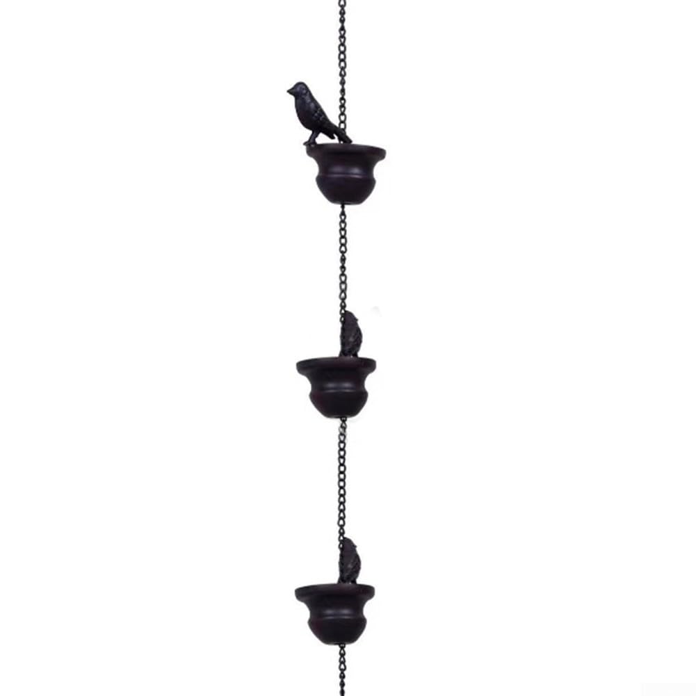 Catena per pioggia 2,4 m con uccelli sulle tazze campanelle decorazione grondaia