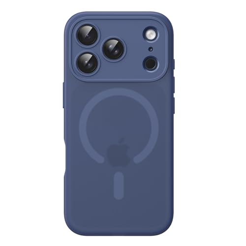 Image of JETech Magnetic Matte Case for iPhone 17 Pro, Deep Blue | Compatible with MagSafe, Translucent Frosted Soft TPU Cover, Anti-Yellowing, Anti-Fingerprint, Shockproof