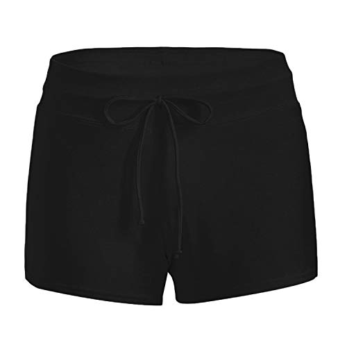 Ajcoflt Calções de banho com cordão ajustável para mulheres, com forro curto, calções de banho para