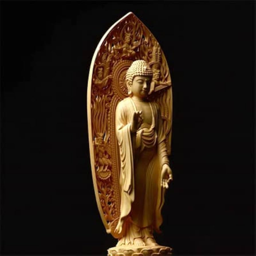 阿弥陀如来像　木彫り 木彫の仏像 阿弥陀如来(あみだにょらい) 立像