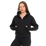 Womens Half Zip Hoodie - Fleece Cropped Sweatshirt for Women, Quarter Zip Up Pullover