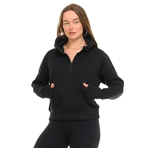 Womens Half Zip Hoodie – Fleece Cropped Sweatshirt for Women, Quarter Zip Up Pullover