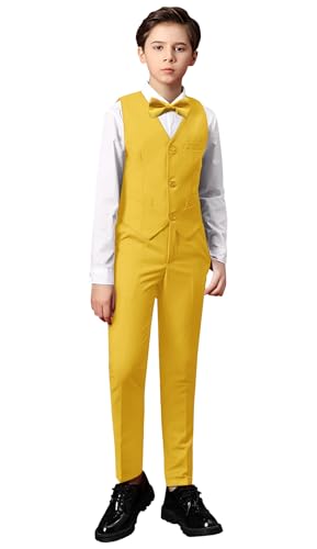 Image of Toddler Suits Slim Fit Suit for Boys,Formal Tuxedo Ring Bearer Outfit Kids Dress Clothes for Wedding,Adjustable Waist