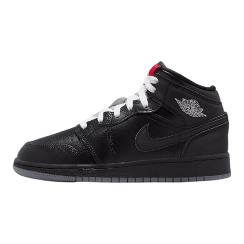 Air Jordan 1 Mid SE Big Kids' Shoes (HV5180-010, Black/White/Wolf Grey/Black) Size 3.5