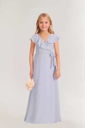 Short Sleeves Junior Bridesmaid Dresses for Wedding Chiffon A-Line Formal Party Flower Girl Dress2