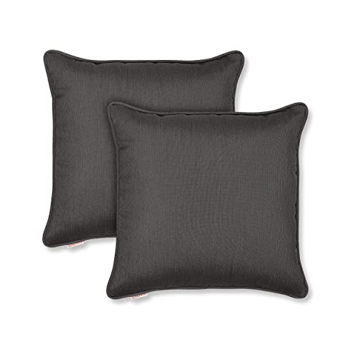 Austin Horn Classics Sunbrella Corded-Edge, Zippered Opening, 24-inch Pillow Cover (Set of 2), No Insert Included (Black)