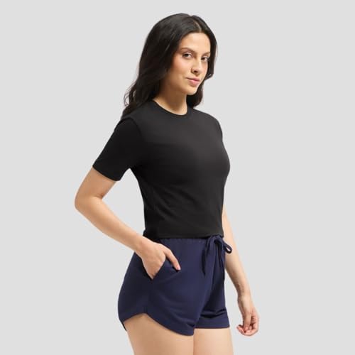 Image of Wellbi Women's Bamboo Crop Top, Soft & Breathable Moisture-Wicking Fabric, Stretchy Eco-Friendly Crop Top for Girls, Lightweight Comfortable Top, Yoga, Gym & Casual Use