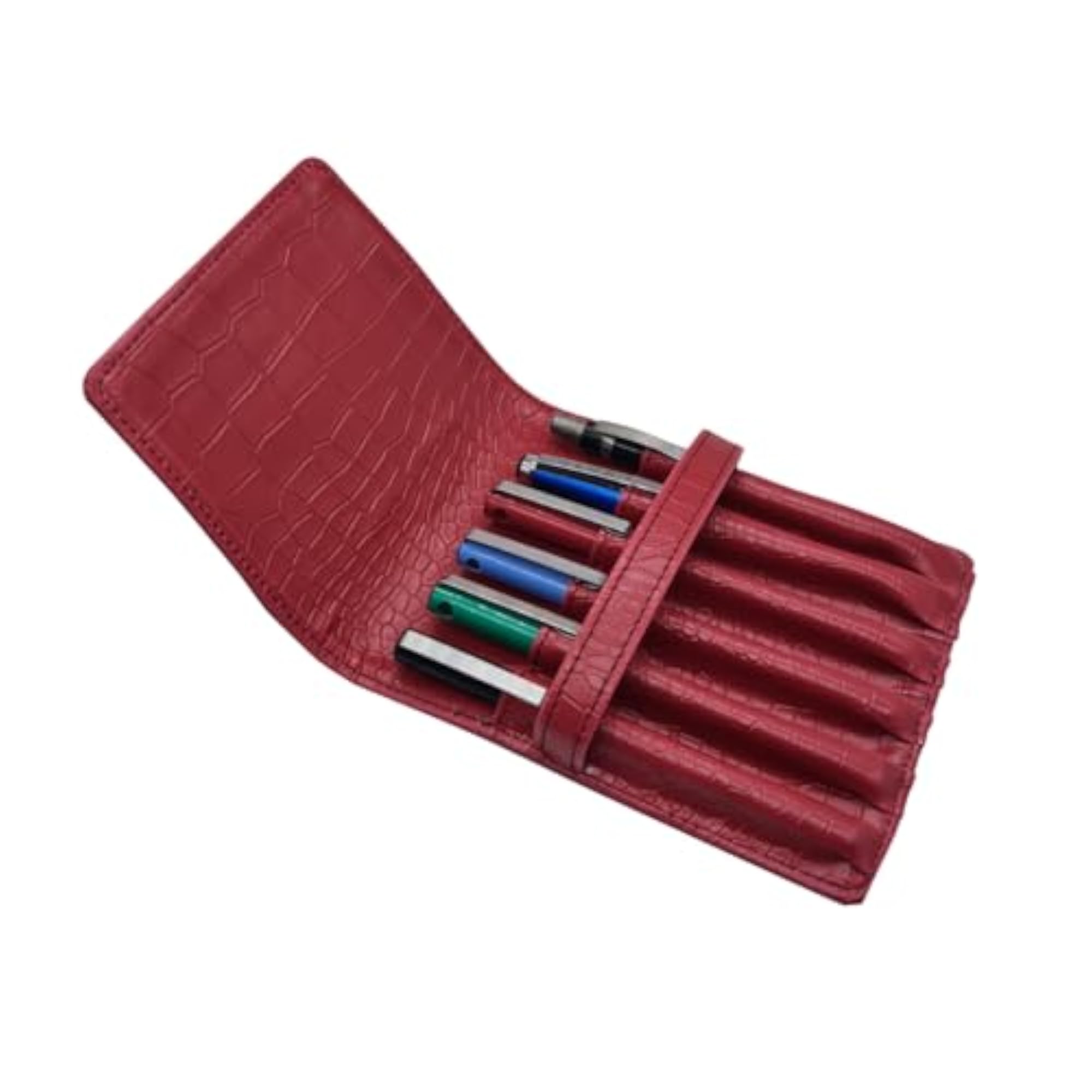 PU Leather Pen Pouch for 6 Pens, Maroon