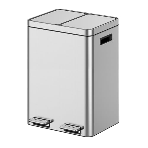 Bote de basura doble compartimento 10.6 gal acero inox