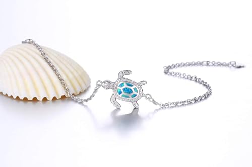 Blue Opal Sea Turtle Bracelet Sterling Silver Bracelets Fine Jewelry For Women Gifts New Version 4 Level Adjustable Bracelet2
