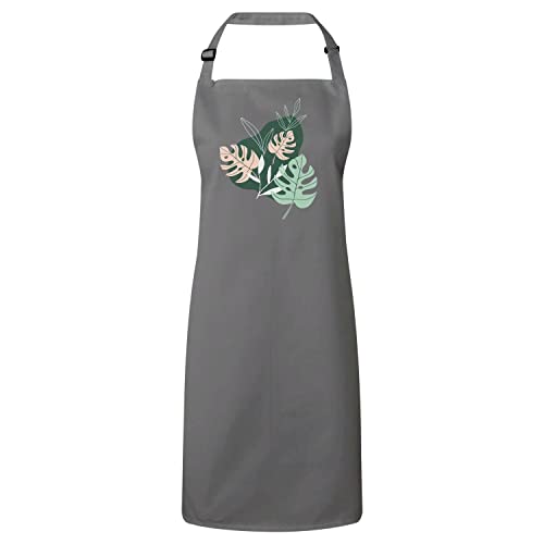 Tablier de cuisine gris à motif feuilles exotiques Fabulous