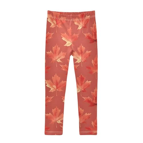 Red Maple Leaves Girls Leggings Soft Stretch Workout Yoga Dance Pants for Kids Casual Tights