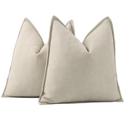 Madizz Textured Chenille Cushion Covers Set of 2 Super Soft Decorative Throw Pillow Covers Boho Pillowcases Modern Home Decor for Sofa Bedroom 20x20 inch, 50x50 cm, Beige - Cosy Home Interiors Madizz Textured Chenille Cushion Covers Set of 2 Super Soft Decorative Throw Pillow Covers Boho Pillowcases Modern Home Decor for Sofa Bedroom 20x20 inch, 50x50 cm, Beige