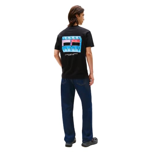 Tommy Jeans Men's Short Sleeve Cotton T-Shirts with Blurred Printed Flag Graphic4