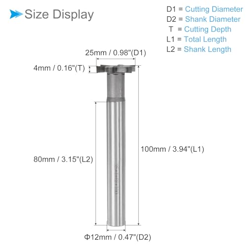 Image of T-Slot Milling Cutters, 6 Flutes 1 inch Cutting Dia 0.16 inch Depth, Straight Tungsten Carbide Tip T-Slot End Mill- (Applications: for Copper Milling)