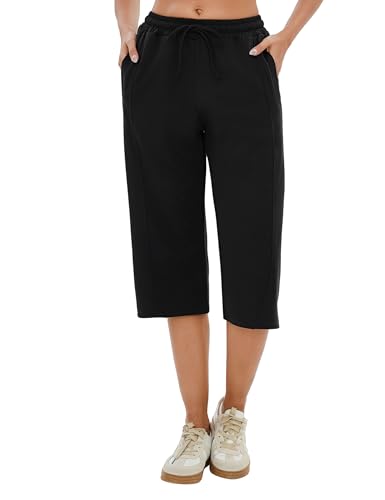 Jahetuul Damen Sporthose Jogginghose 3/4 Baumwolle Weites Bein...