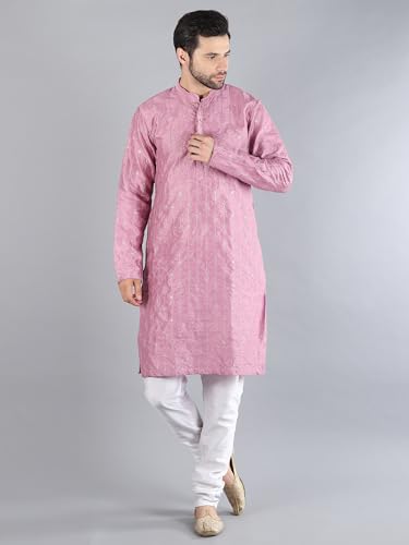 Image of Uri and MacKenzie Embroidery Silk Men's Kurta Pyjama Set