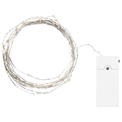 Image of IKEA Little Loved Corner VISSVASS LED Lighting Chain with 40 Lights, Indoor /Battery-Operated Silver-Color, 5-Meter