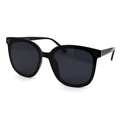 Womens Boyfriend Style Round Oversize Horn Rim Sunglasses2