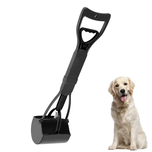 Hundekotgreifer mit Beutel für Unterwegs,Hundekotschaufel Set Pet Poop Tray und Rake Set,9 cm Langer Griff Pooper Scooper und Hundekotzange Pooper Scooper Mit Langlebiger Feder Für Gras Schmutz Kies