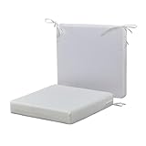SAMTY Patio Chair Cushions Non Slip Bottom Chair Pad with Ties Set of 2 Waterproof Square Outdoor Seat Cushion Replacement for Garden Swing Furniture 18x18 Inch, White