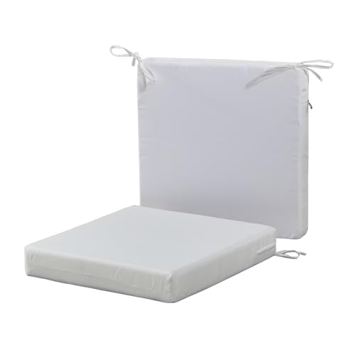 Color Grey Patio Chair Cushions Non Slip Bottom Chair Pad with Ties Set of 2 Waterproof Square Outdoor Seat Cushion Replacement for Garden Swing Furniture