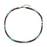 FUHAMJ 1 Pezzi Surf Collana Con Perle Di Cocco Fatti A Mano, Collana Uomo Perle, Beach Gioielli Da Uomo, Collana Da Surfista, Catena Di Legno Perline Impermeabili, Collana Da Spiaggia (Marrone,A)
