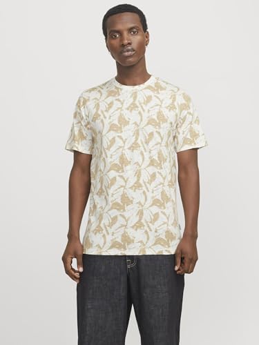 JACK & JONES Jorsplit AOP Tee SS Crew Neck, Cloud Dancer, XL Hommes