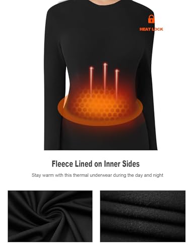 3/4 Pack Women’s Thermal Shirts, Women Fleece Lined Compression Long Sleeve Base Layer Tops for Winter Cold Weather2
